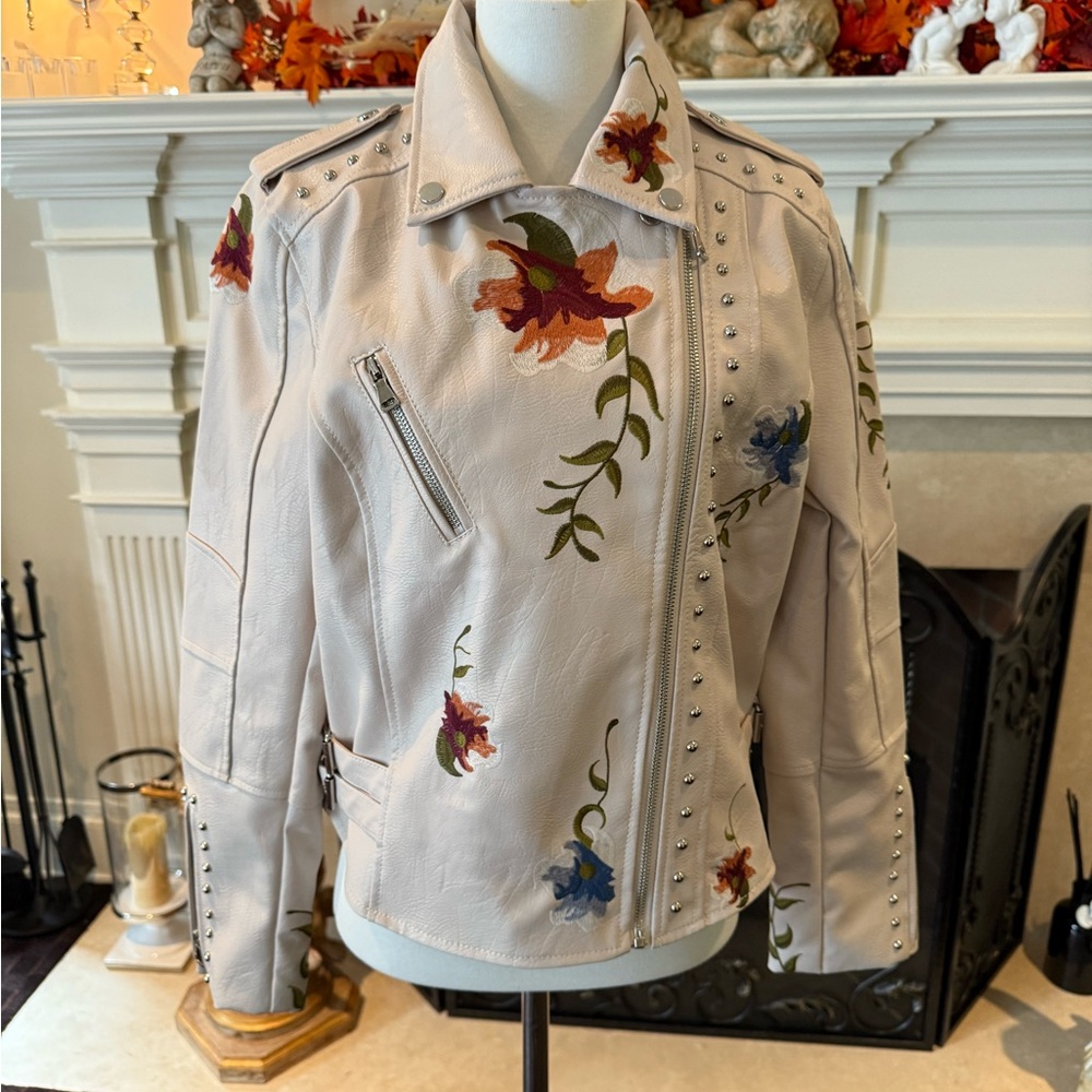 Floral Embroidered Women's FAUX LEATHER